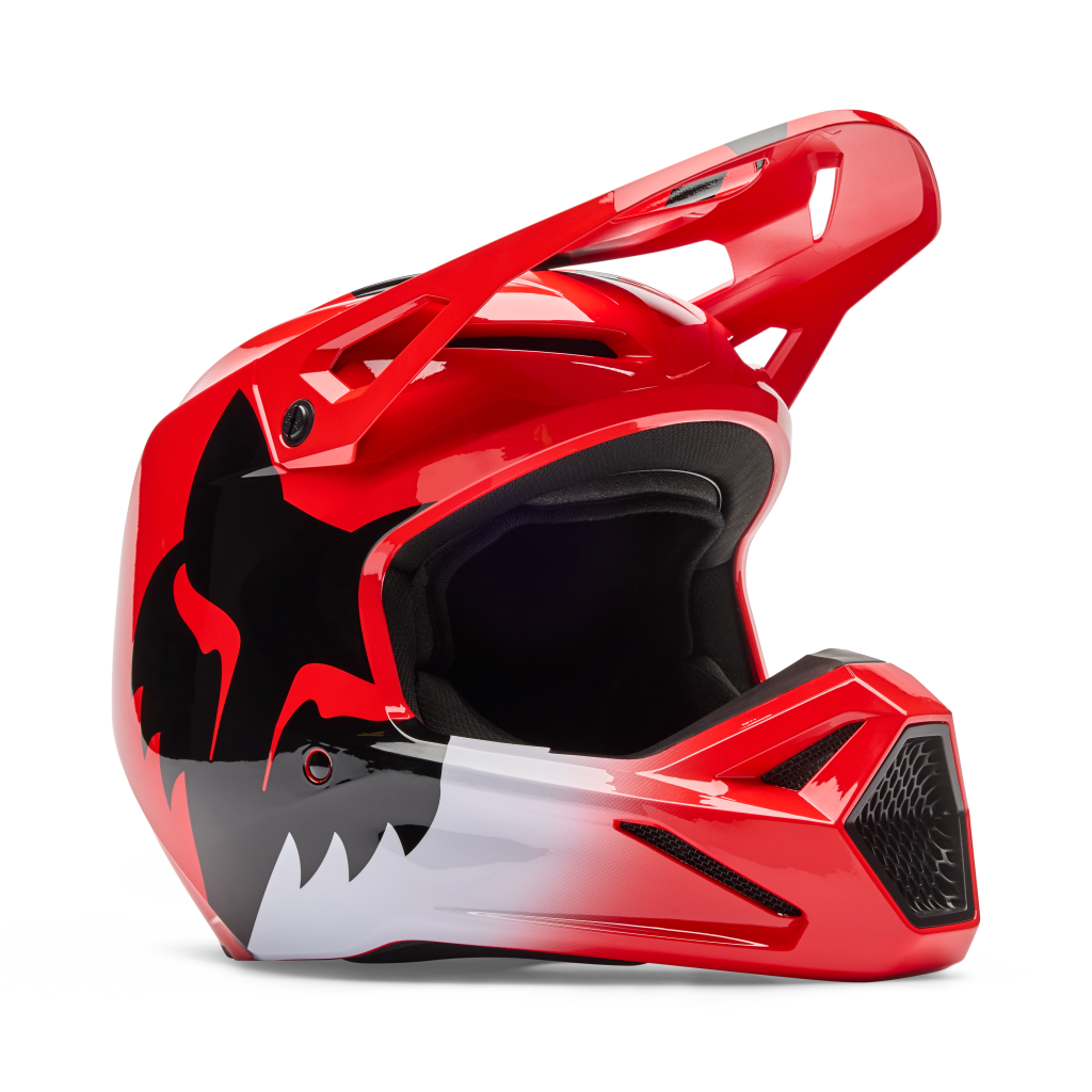 Fox Racing Yth V1 Shield Motocross Helm in ROT