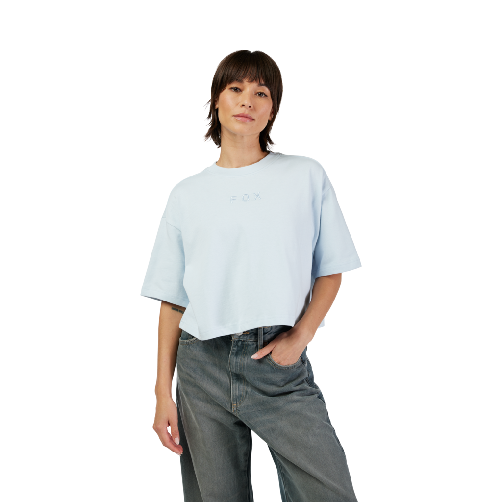 Fox Racing W Wordmark Os Crop Tee in BLAU