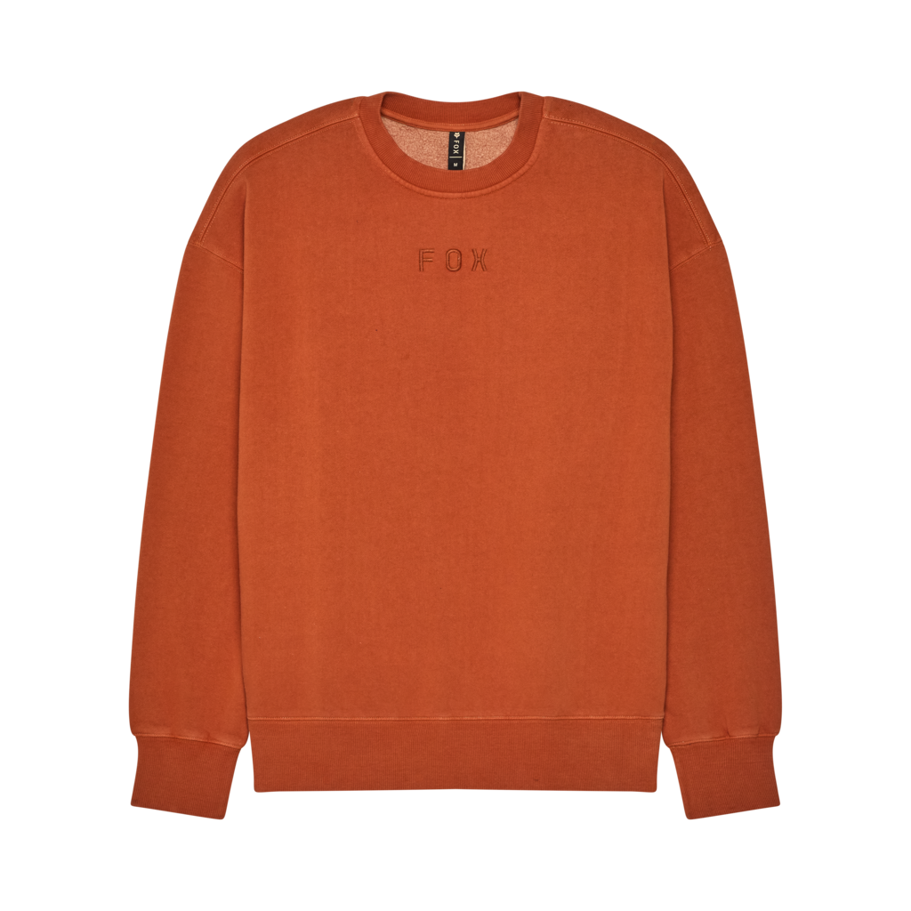 Fox Racing Wordmark Oversized Fleece Crew in BRAUN