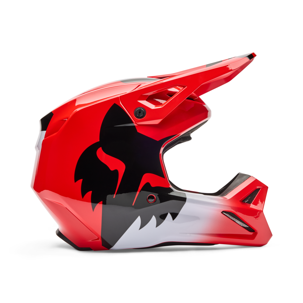Fox Racing Yth V1 Shield Motocross Helm in ROT