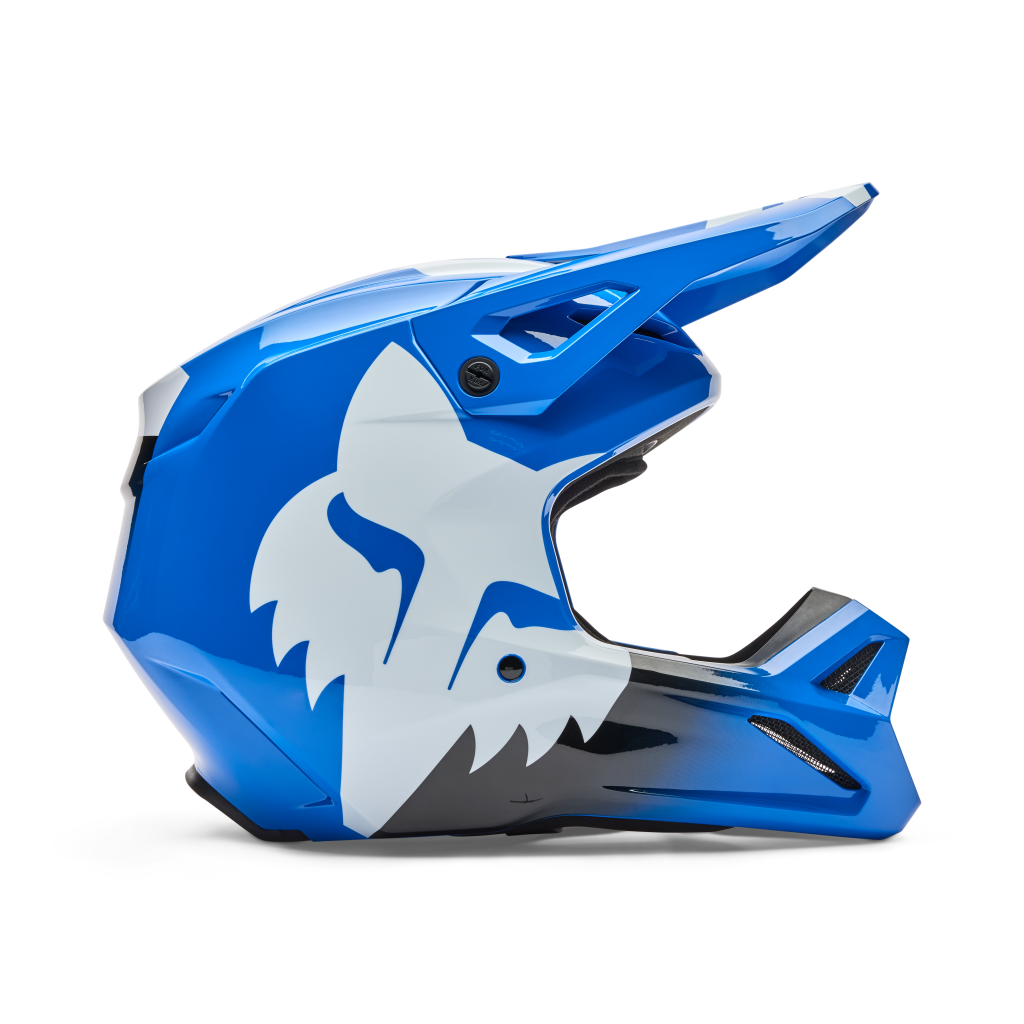 Fox Racing Yth V1 Shield Motocross Helm in BLAU