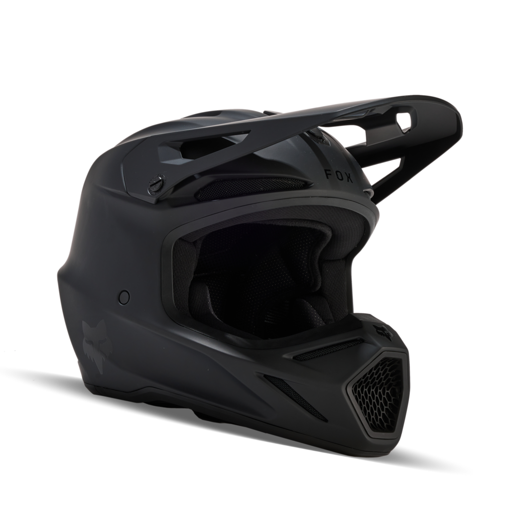 Fox Racing Yth V3 Solid Motocross Helm in SCHWARZ
