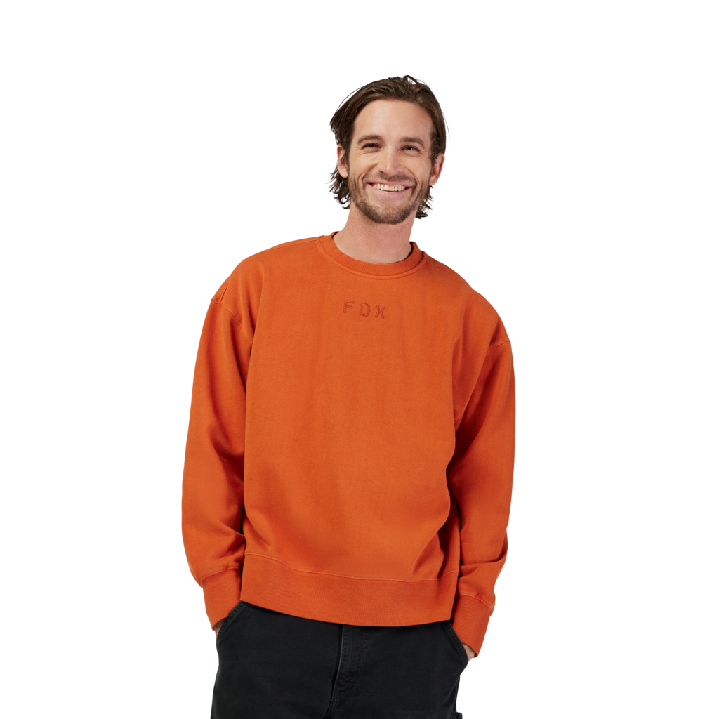 Fox Racing Wordmark Oversized Fleece Crew in BRAUN