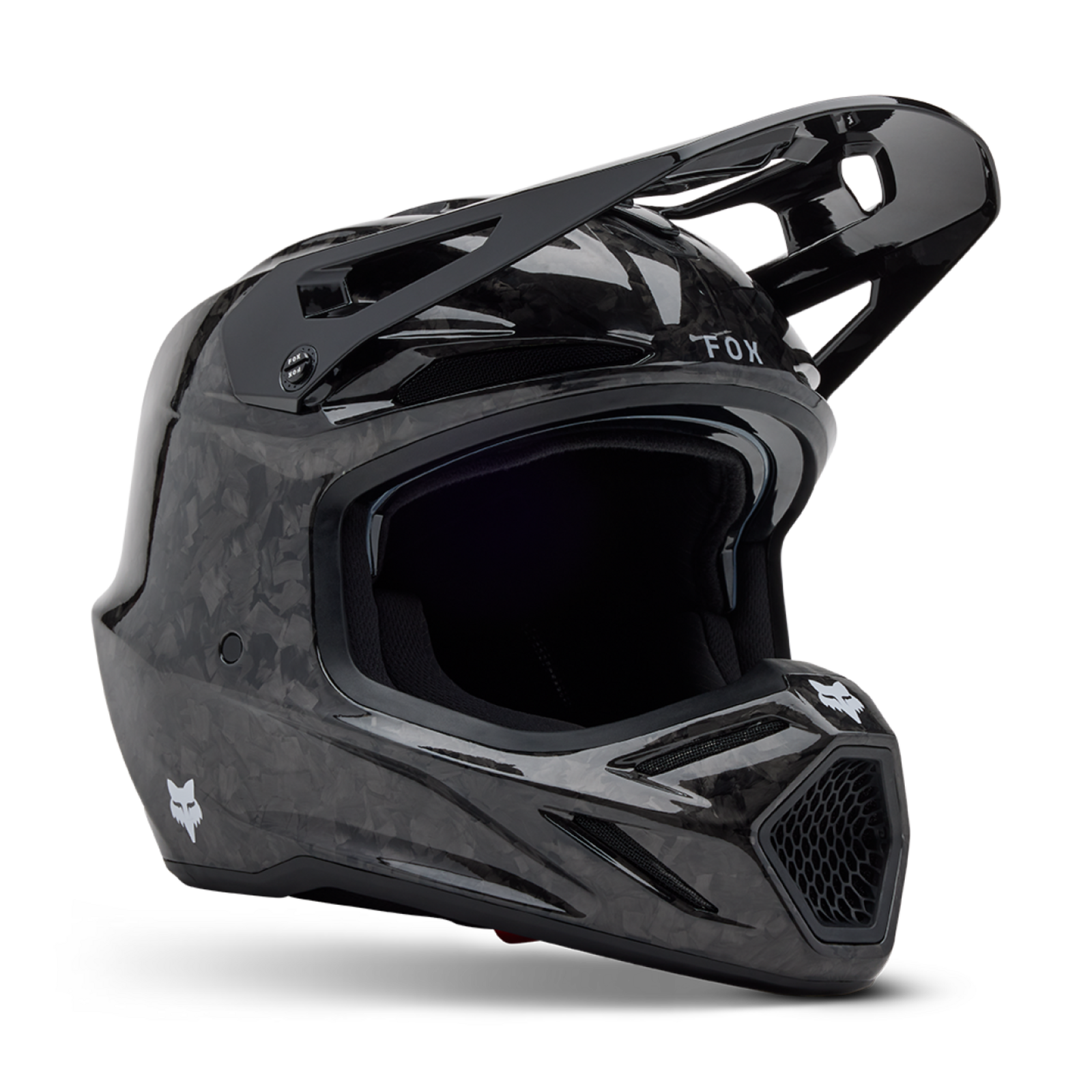 Fox Racing V3 RS Carbon Solid Motocross Helm in SCHWARZ