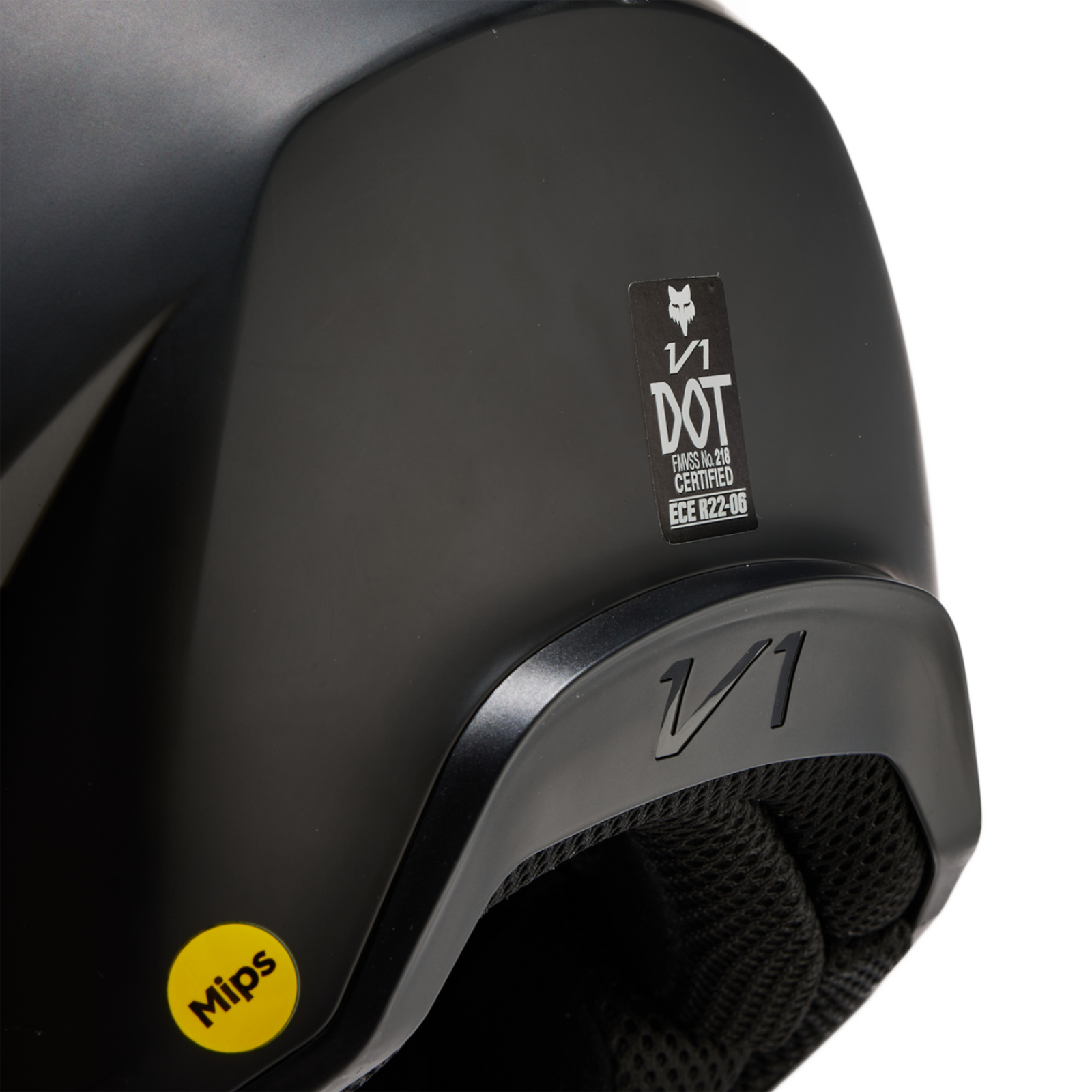 Fox Racing Yth V1 Matte Motocross Helm in SCHWARZ