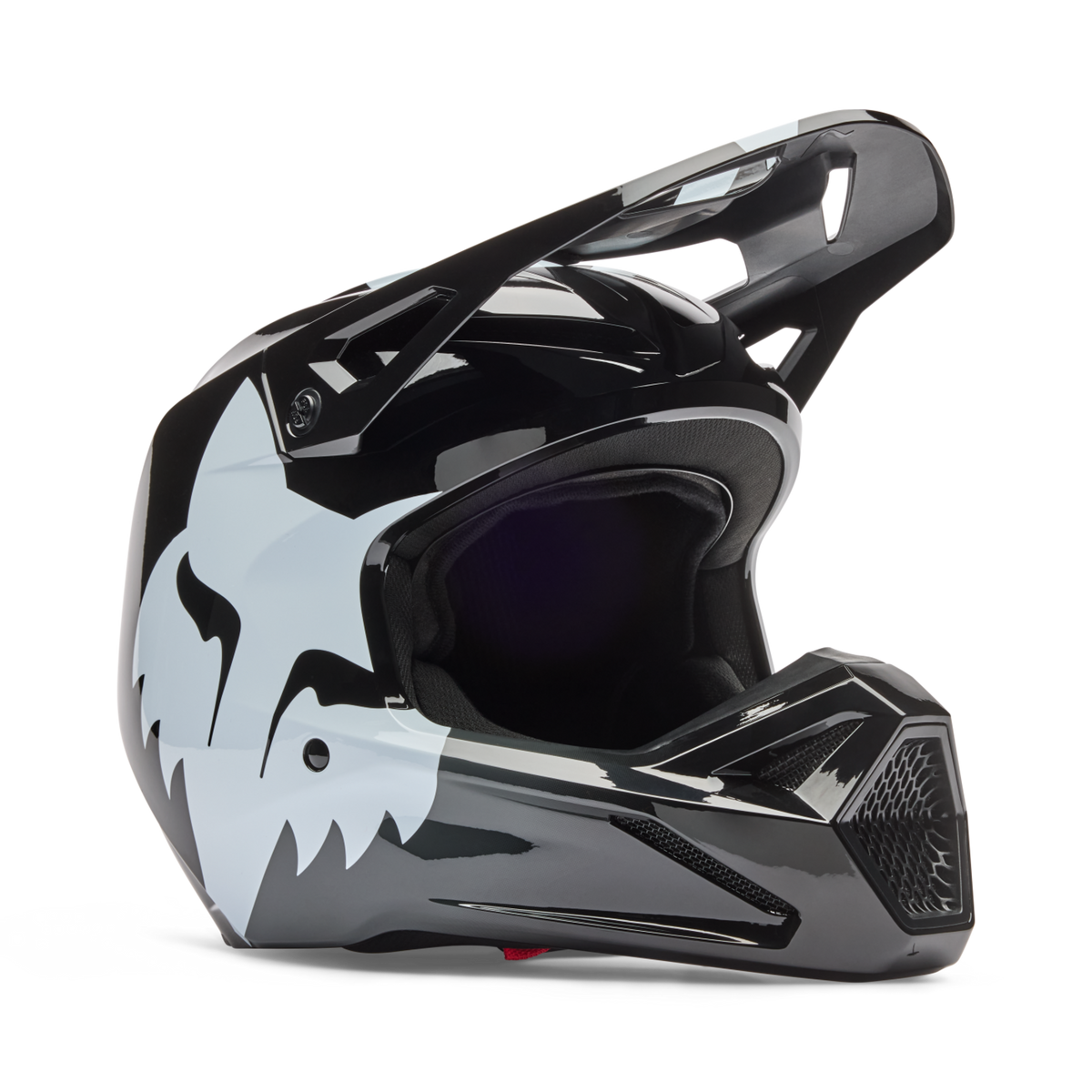 Fox Racing Yth V1 Shield Motocross Helm in SCHWARZ