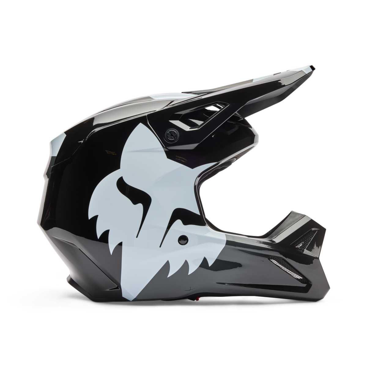 Fox Racing Yth V1 Shield Motocross Helm in SCHWARZ