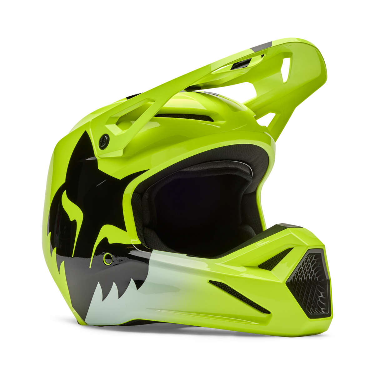Fox Racing Yth V1 Shield Motocross Helm in GRÜN