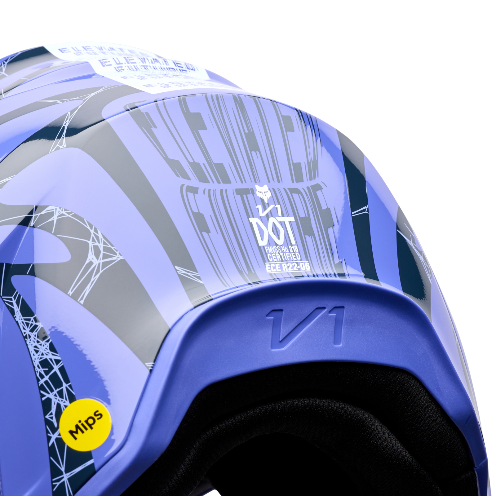 Fox Racing Yth V1 Diffuse SE Motocross Helm in BLAU