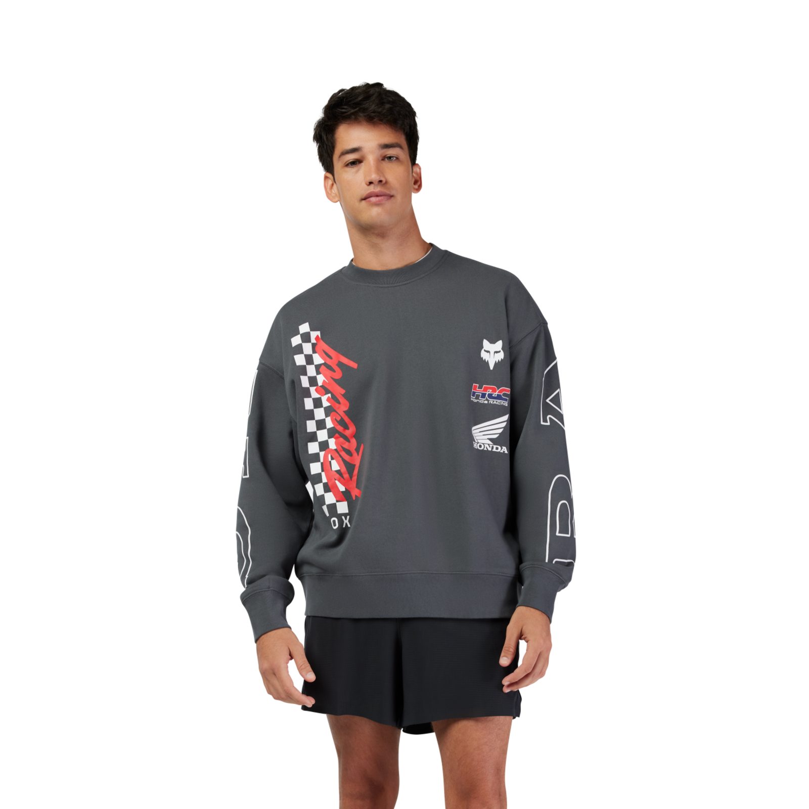Fox Racing Honda Oversized Fleece Crew in SCHWARZ