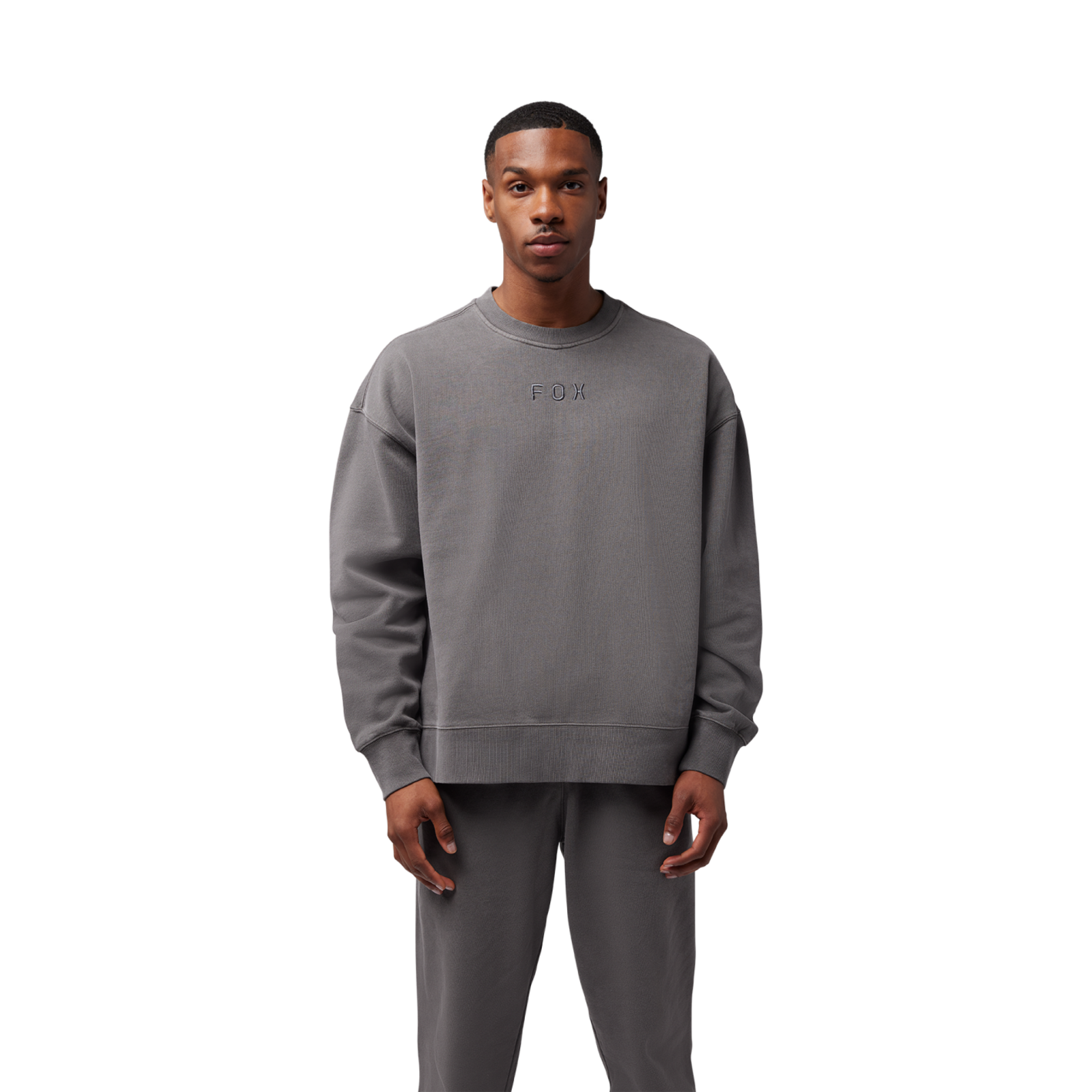 Fox Racing Wordmark Oversized Fleece Crew in GRAU