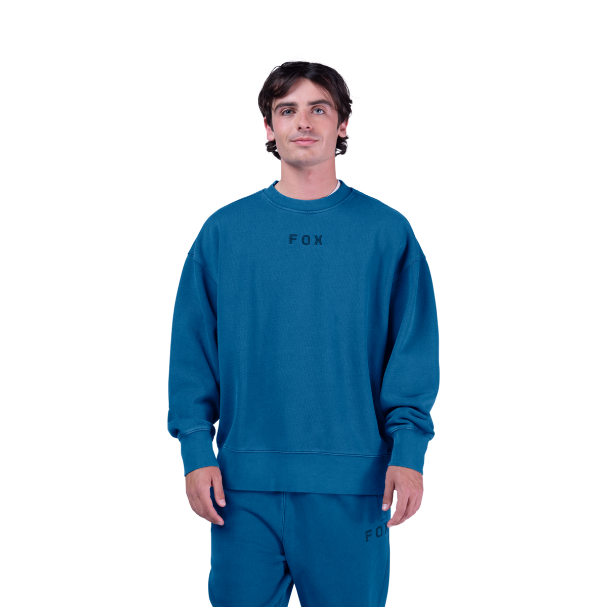 Fox Racing Wordmark Oversized Fleece Crew in BLAU