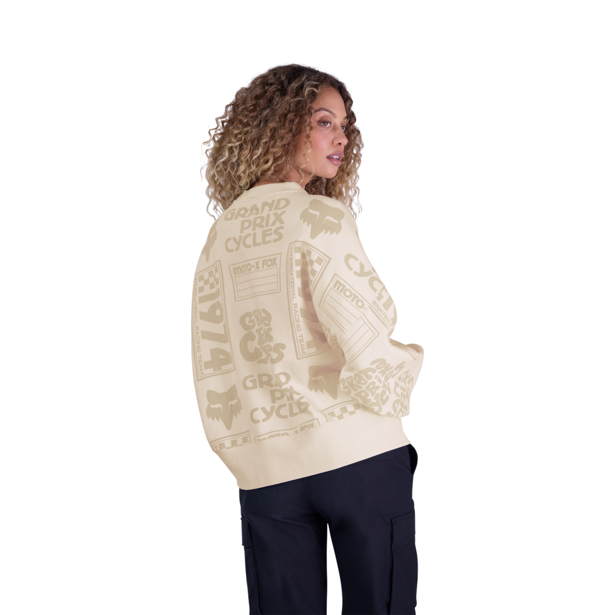Fox Racing W Circa 74 Oversized Fleece Crew in BEIGE