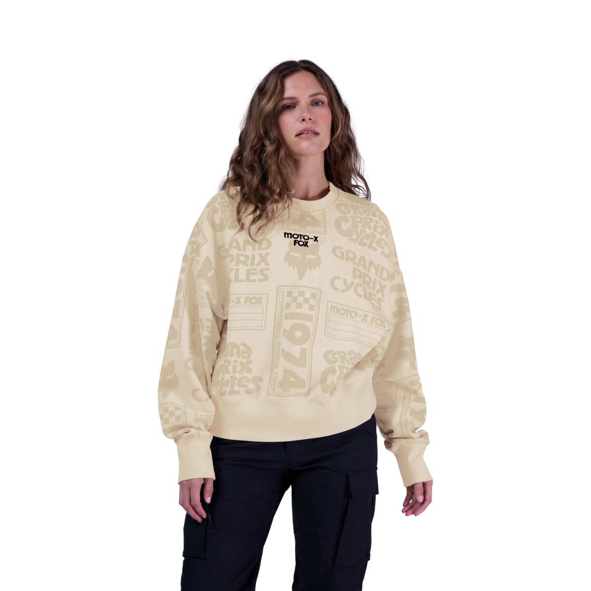 Fox Racing W Circa 74 Oversized Fleece Crew in BEIGE