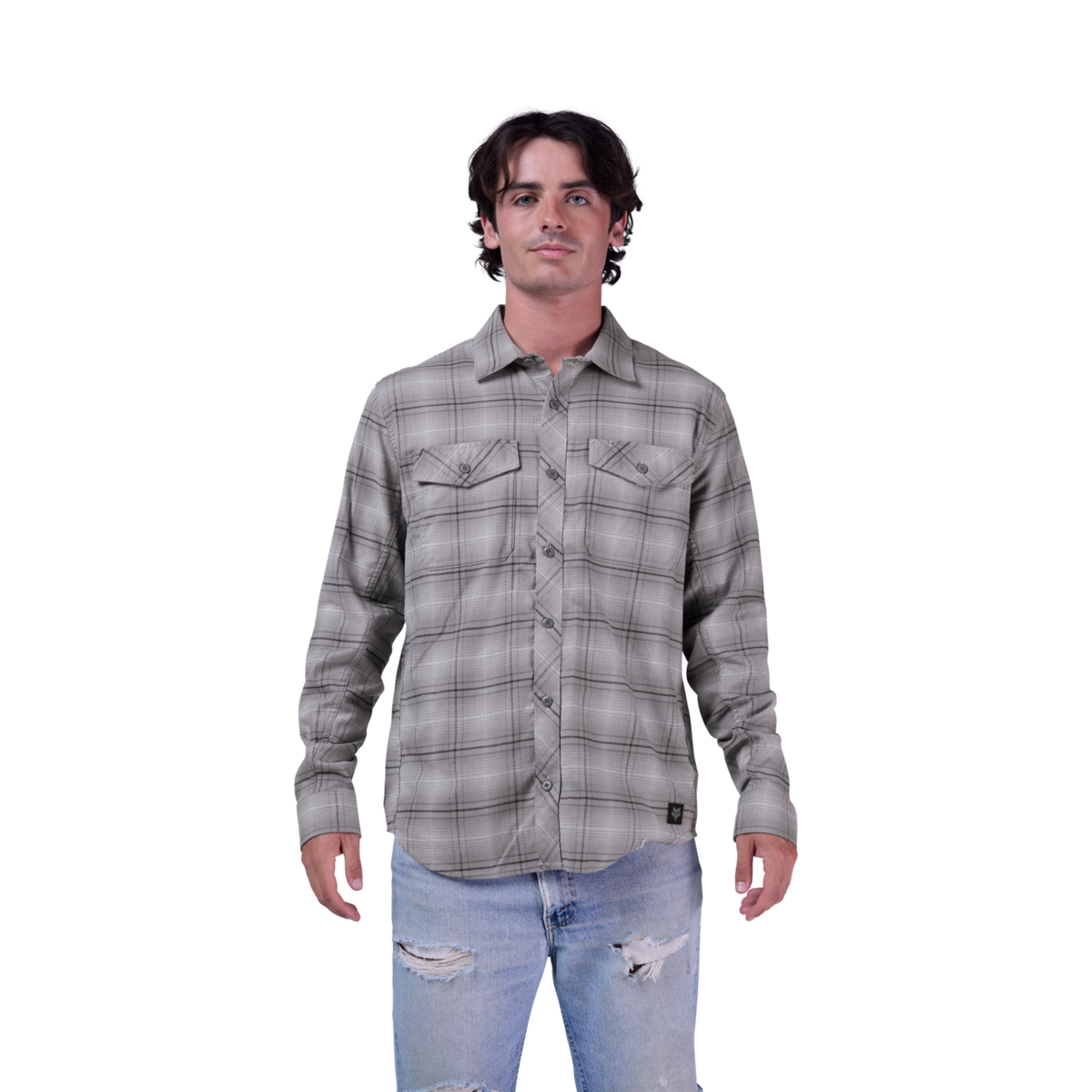 Fox Racing Survivalist Stretch Flannel LS in GRAU