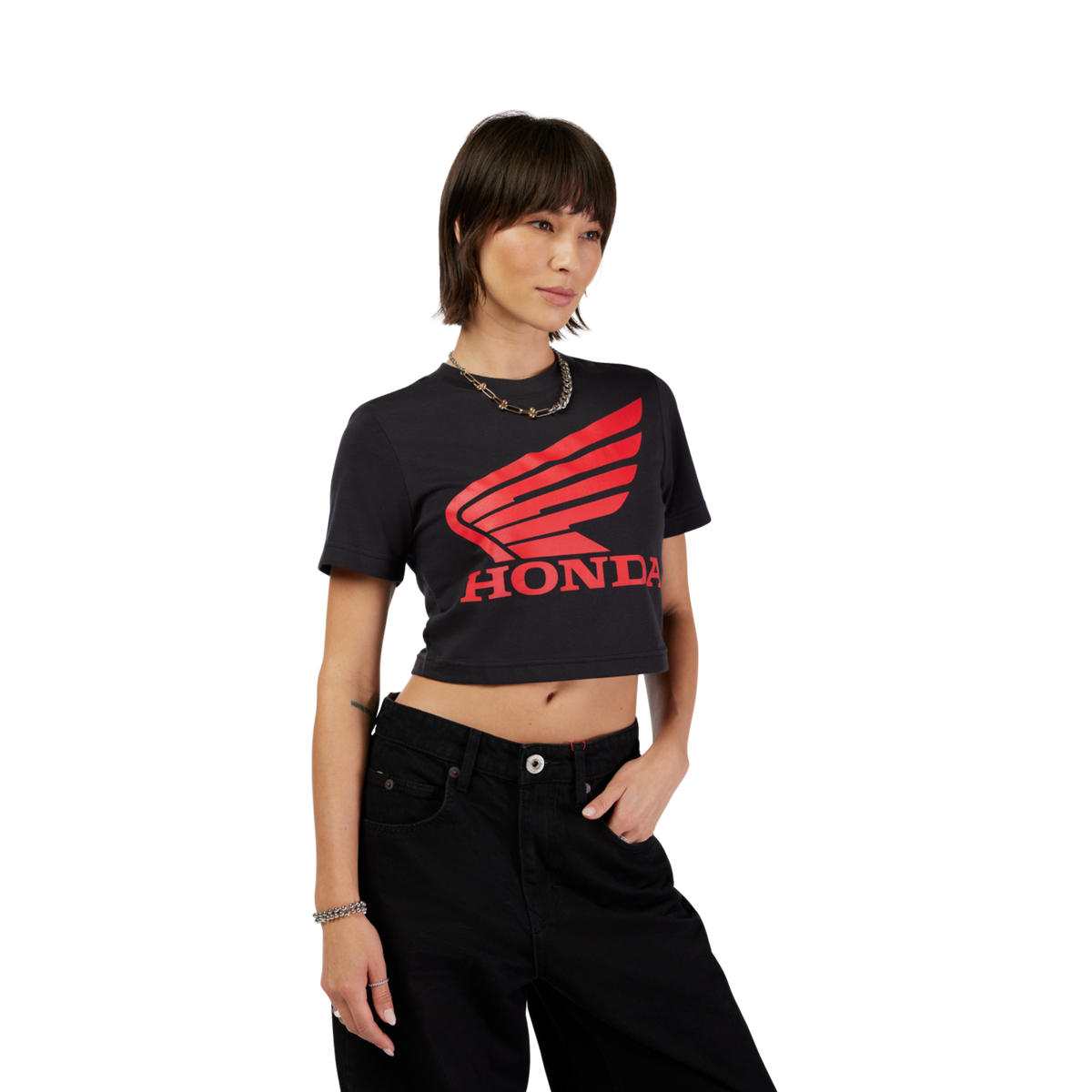 Fox Racing W Fox X Honda Baby Tee in SCHWARZ