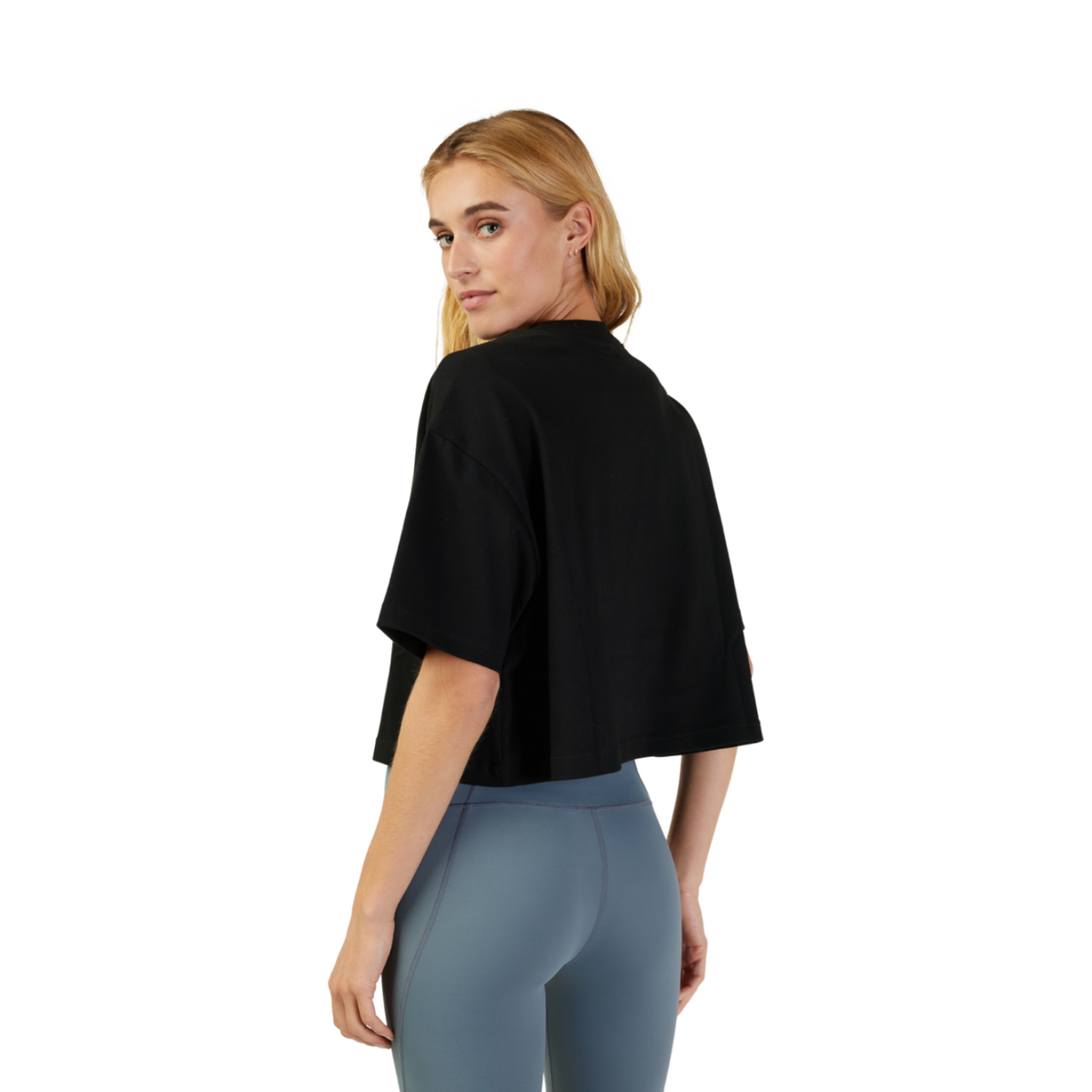 Fox Racing W Wordmark Os Crop Tee in SCHWARZ