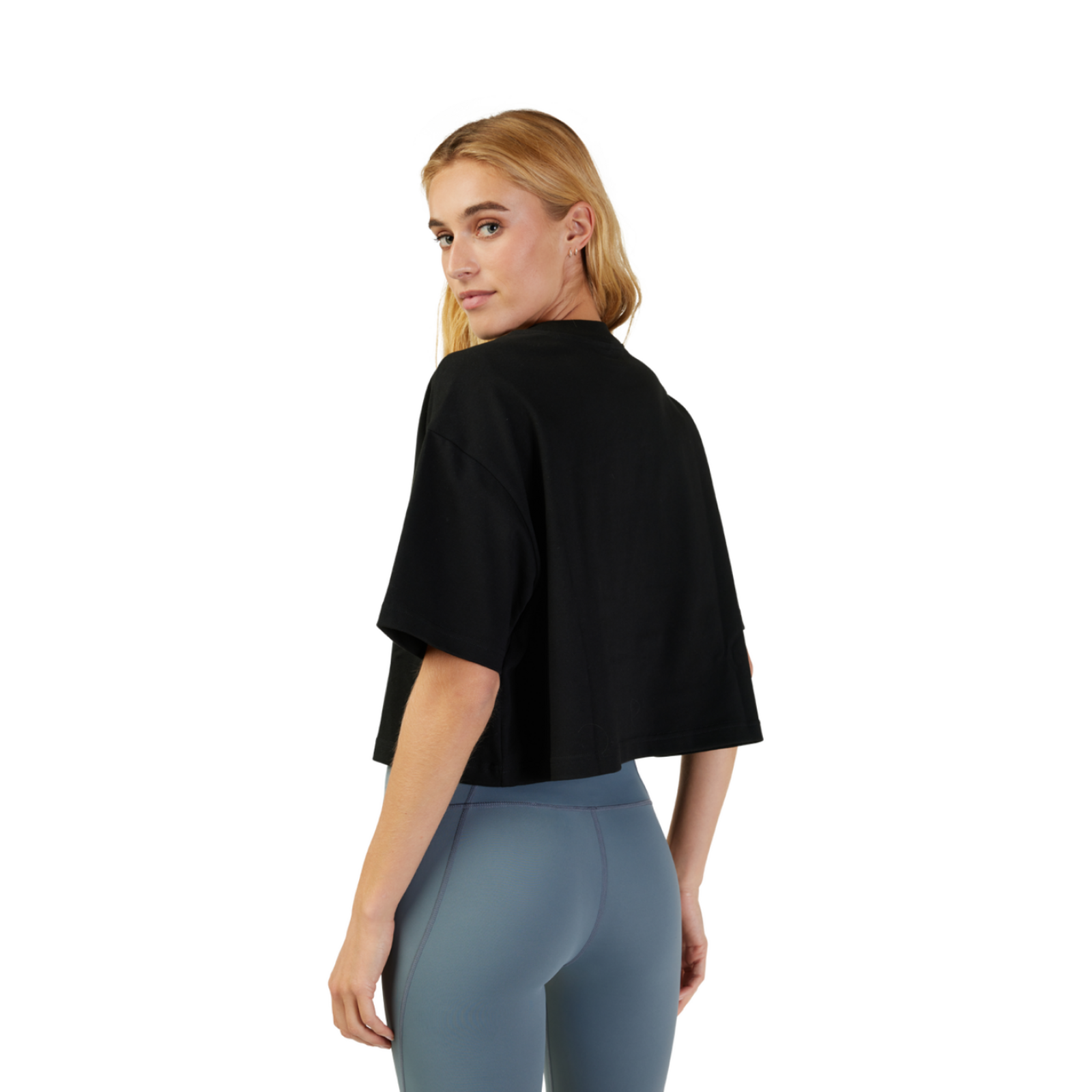 Fox Racing W Wordmark Os Crop Tee in SCHWARZ