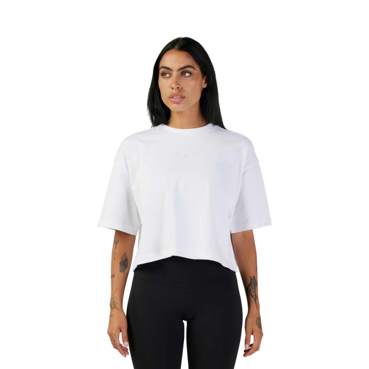 Fox Racing W Wordmark Os Crop Tee in WEISS