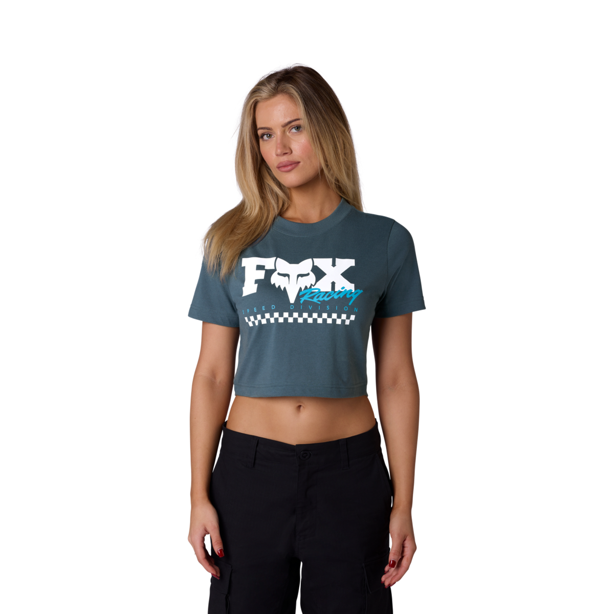 Fox Racing W Checker Ss Baby Tee in BLAU