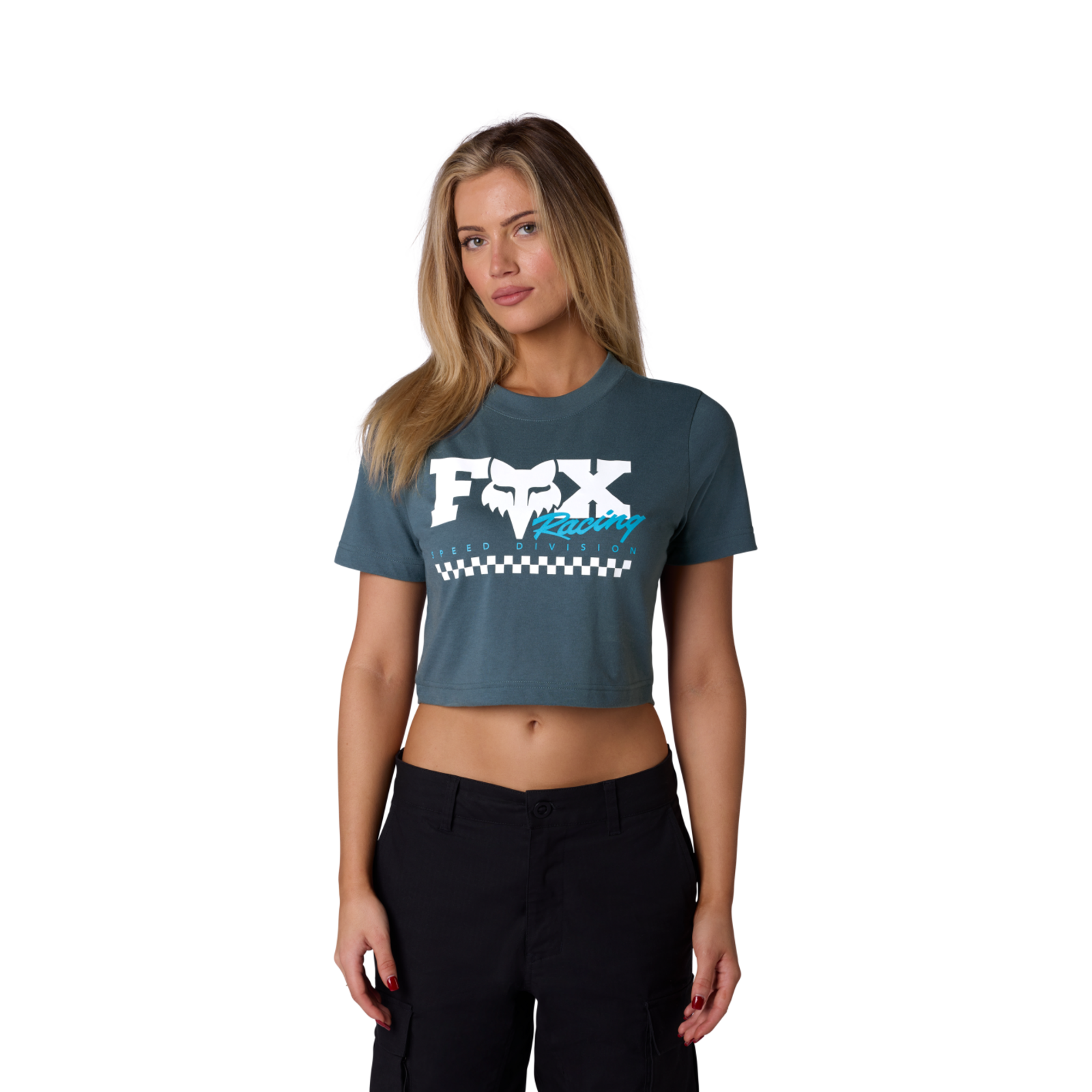 Fox Racing W Checker Ss Baby Tee in BLAU