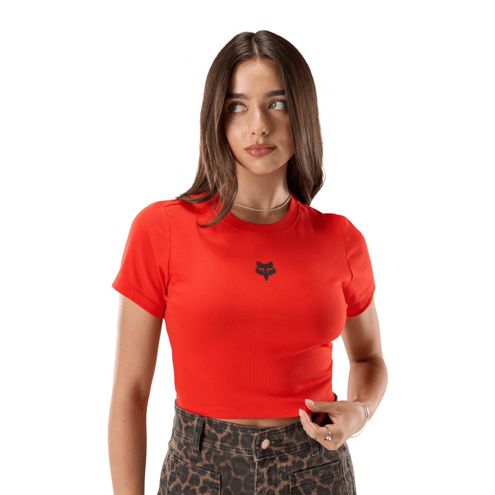 Fox Racing W Fox Head Rib Baby Tee in ROT