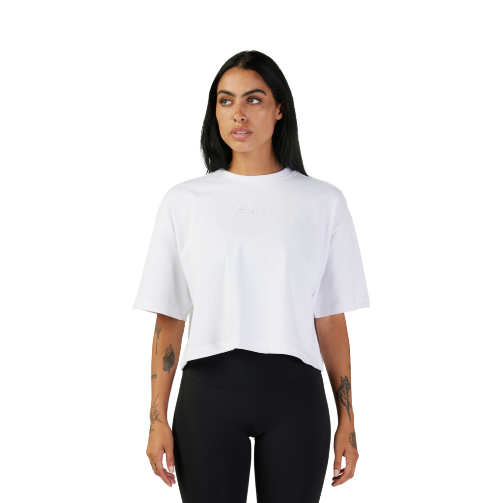 Fox Racing W Wordmark Os Crop Tee in WEISS