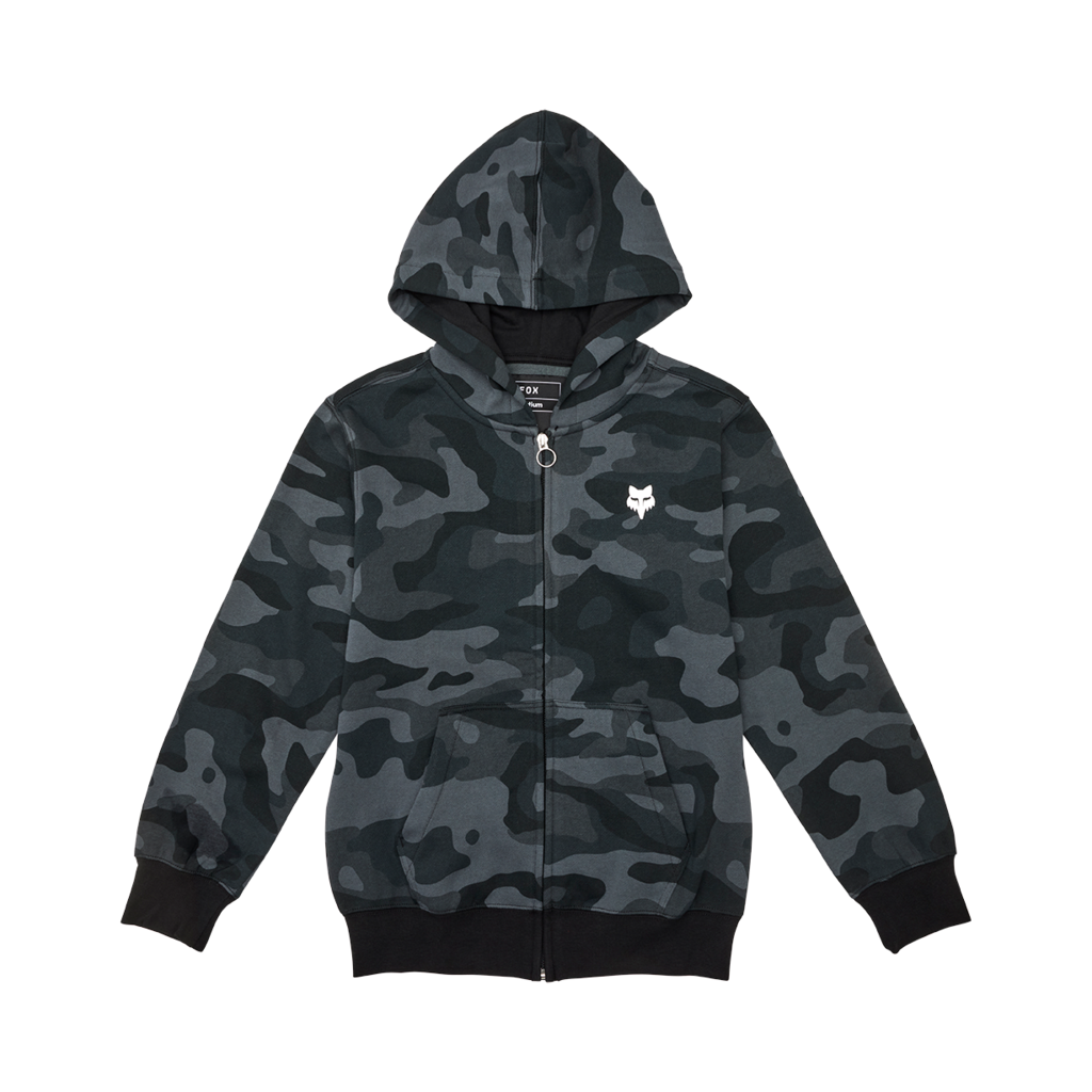 Fox Racing Yth Fox Head Camo Fleece Zip in SCHWARZ