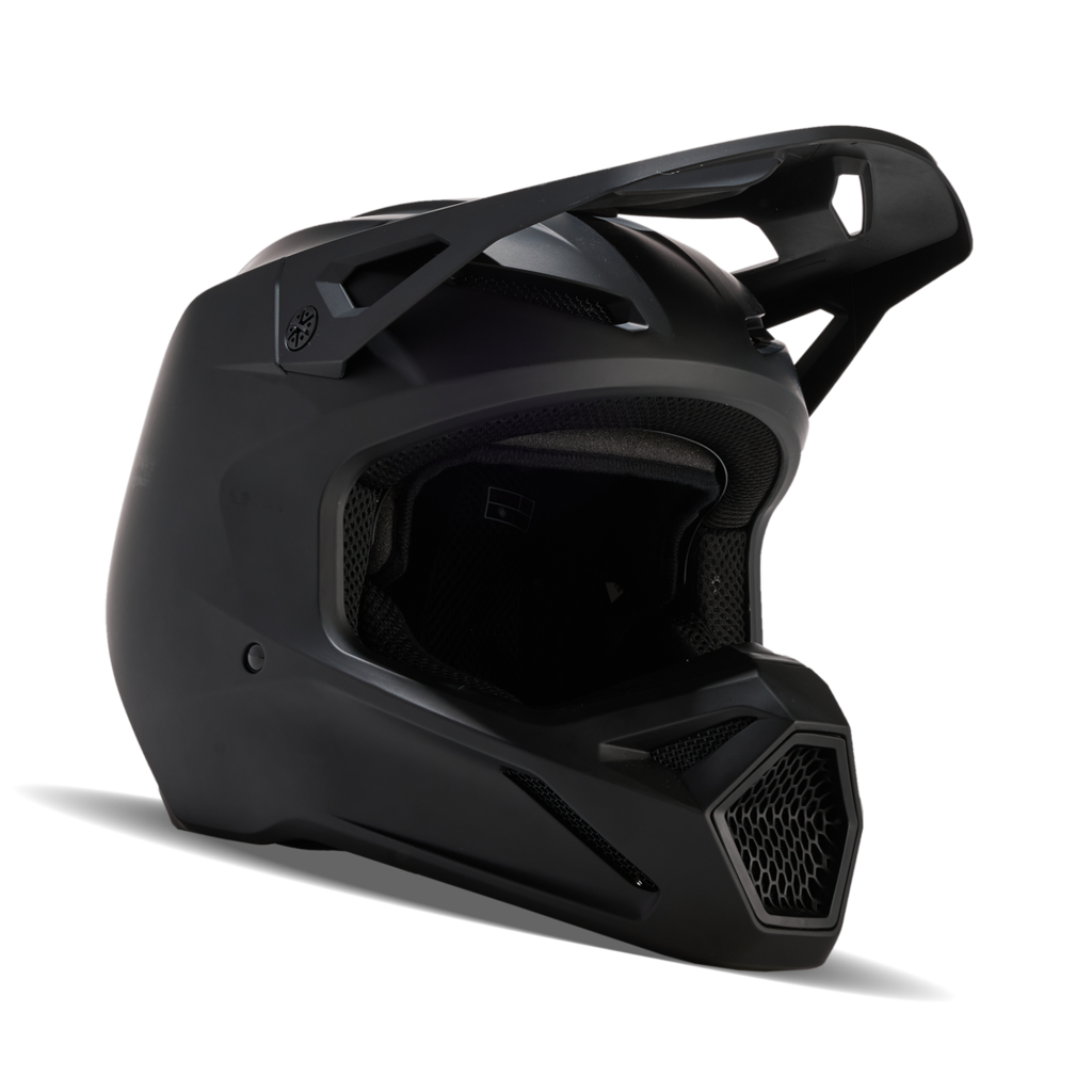 Fox Racing Yth V1 Matte Motocross Helm in SCHWARZ