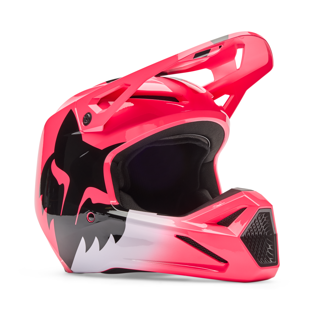 Fox Racing Yth V1 Shield Motocross Helm in PINK