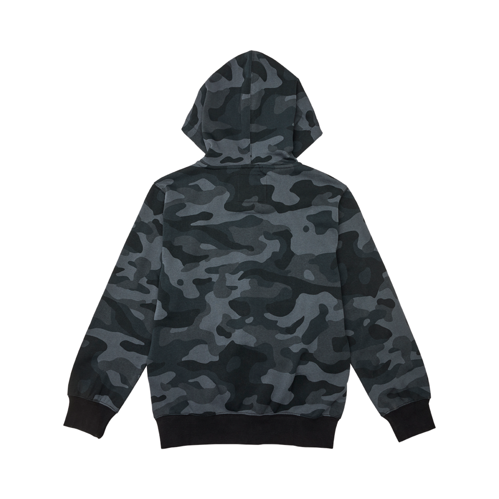 Fox Racing Yth Fox Head Camo Fleece Zip in SCHWARZ