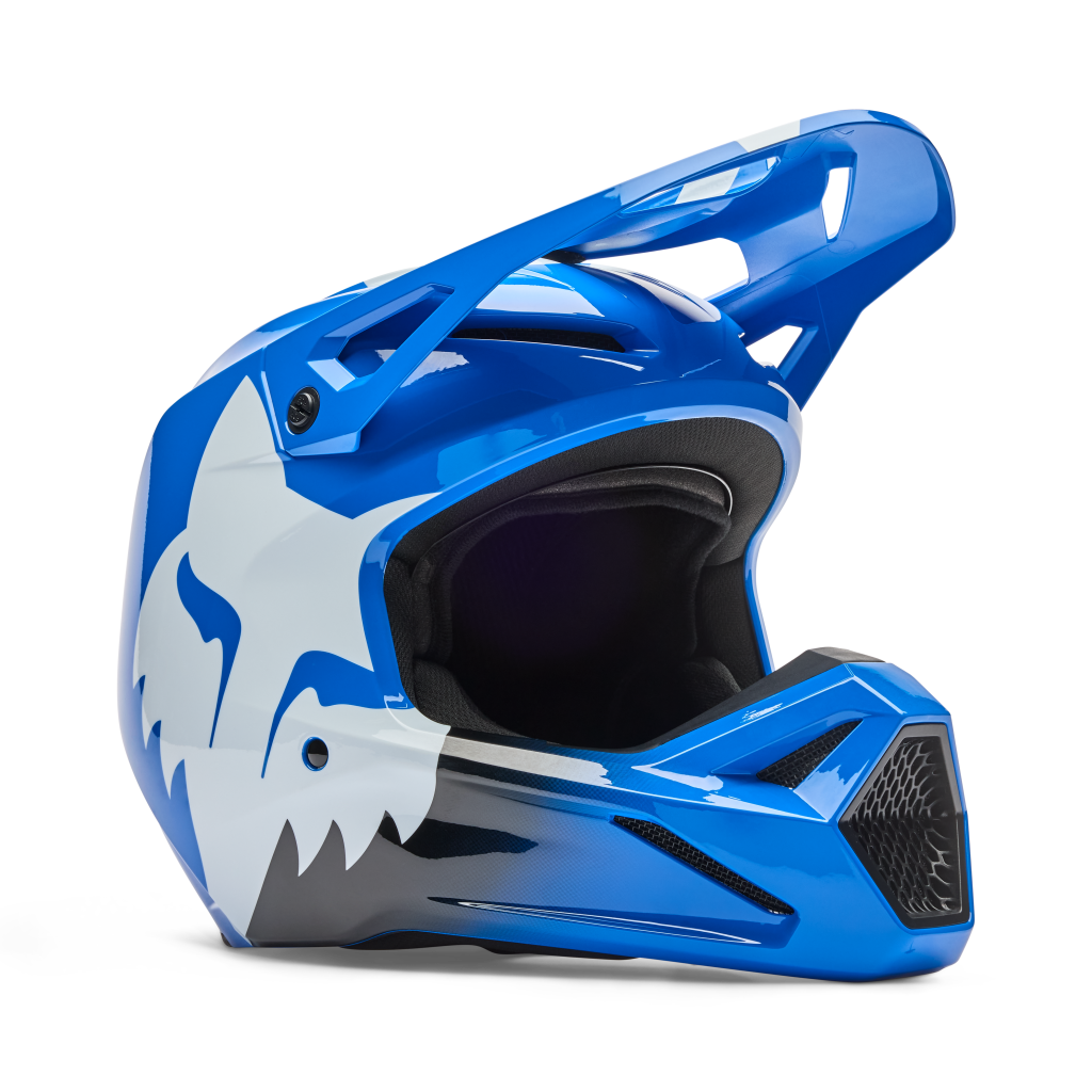 Fox Racing Yth V1 Shield Motocross Helm in BLAU