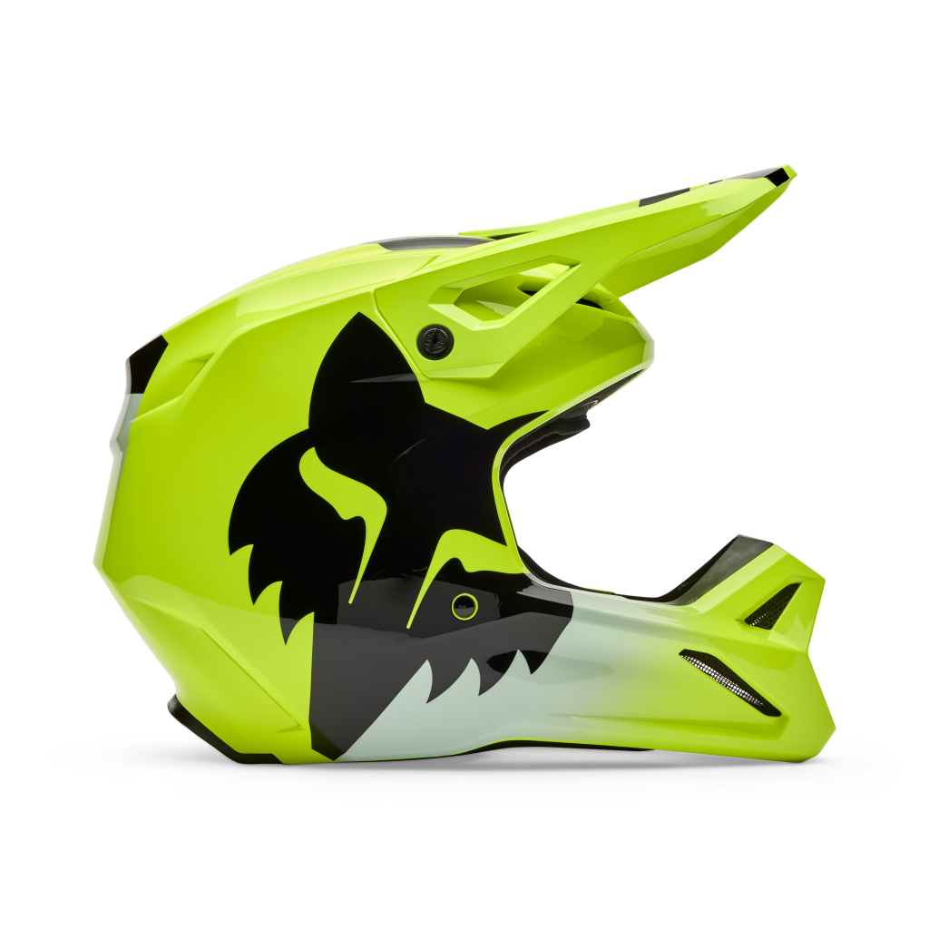 Fox Racing Yth V1 Shield Motocross Helm in GELB