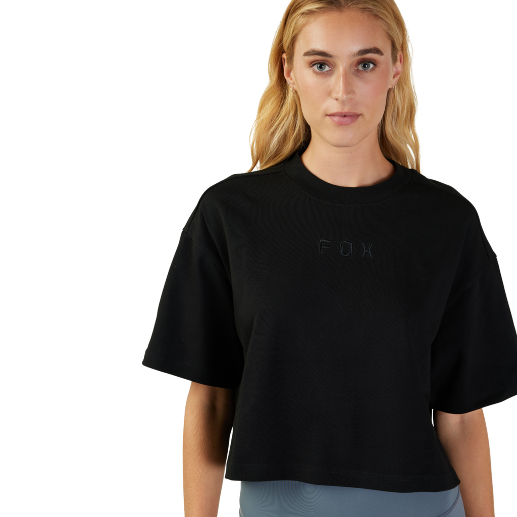 Fox Racing W Wordmark Os Crop Tee in SCHWARZ