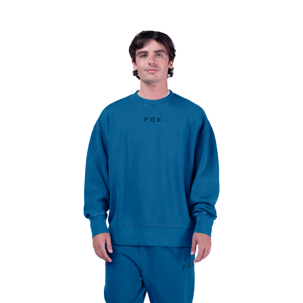 Fox Racing Wordmark Oversized Fleece Crew in BLAU