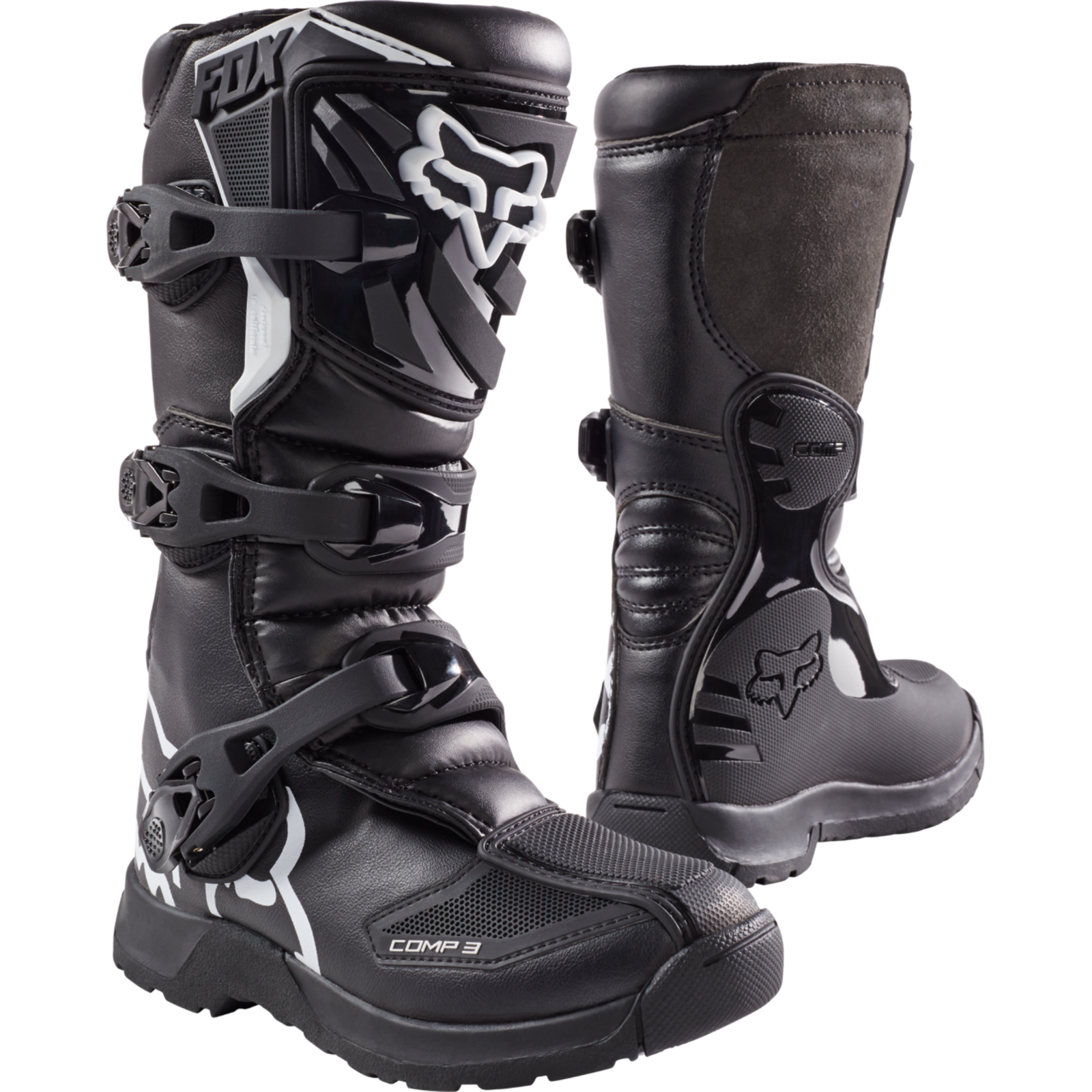 Fox Racing Yth Comp 3Y Motocrossstiefel in SCHWARZ