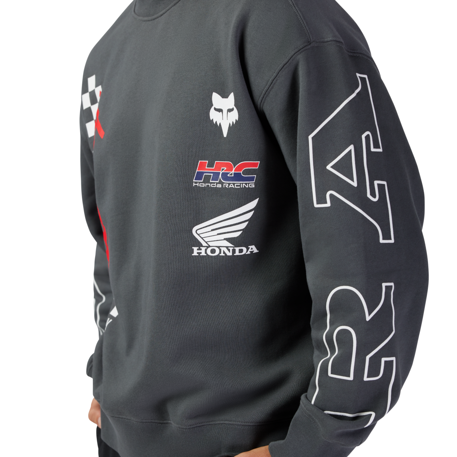 Fox Racing Honda Oversized Fleece Crew in SCHWARZ