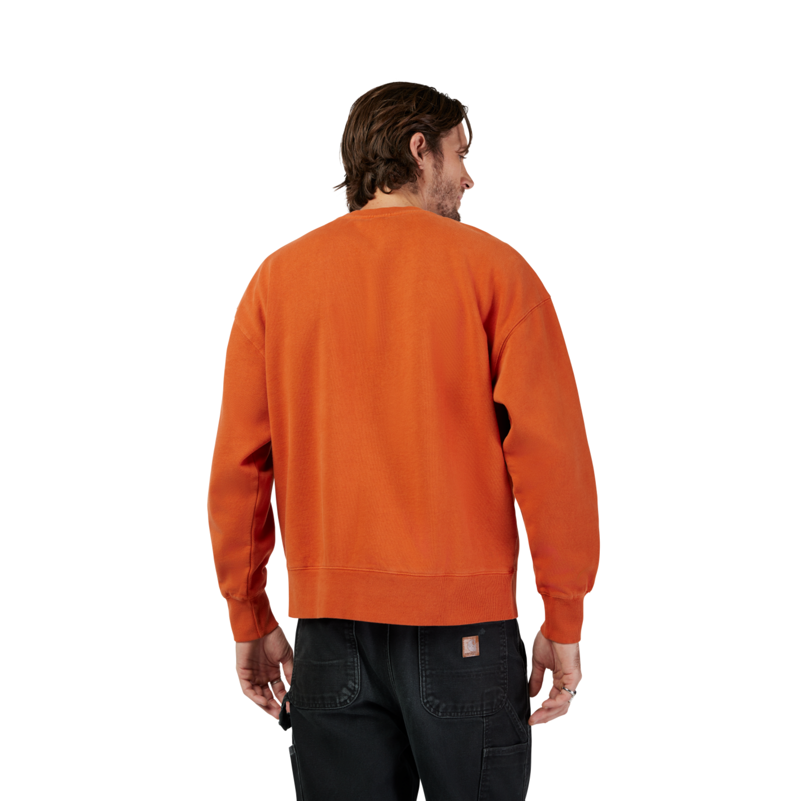 Fox Racing Wordmark Oversized Fleece Crew in ORANGE