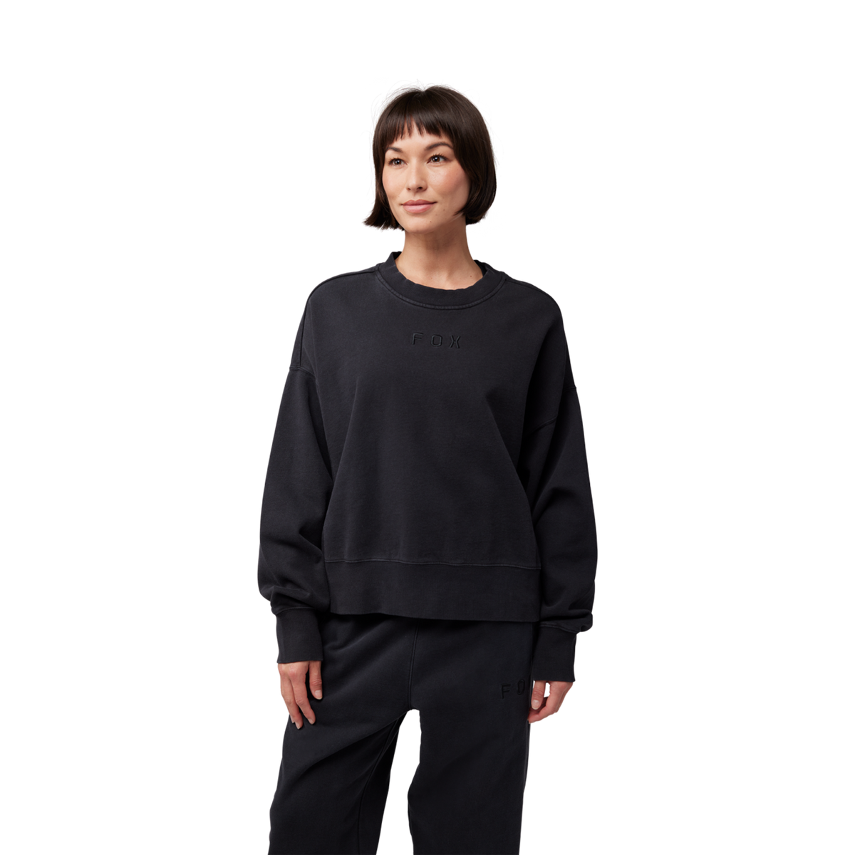 Fox Racing W Wordmark Ov Fleece Crew in SCHWARZ