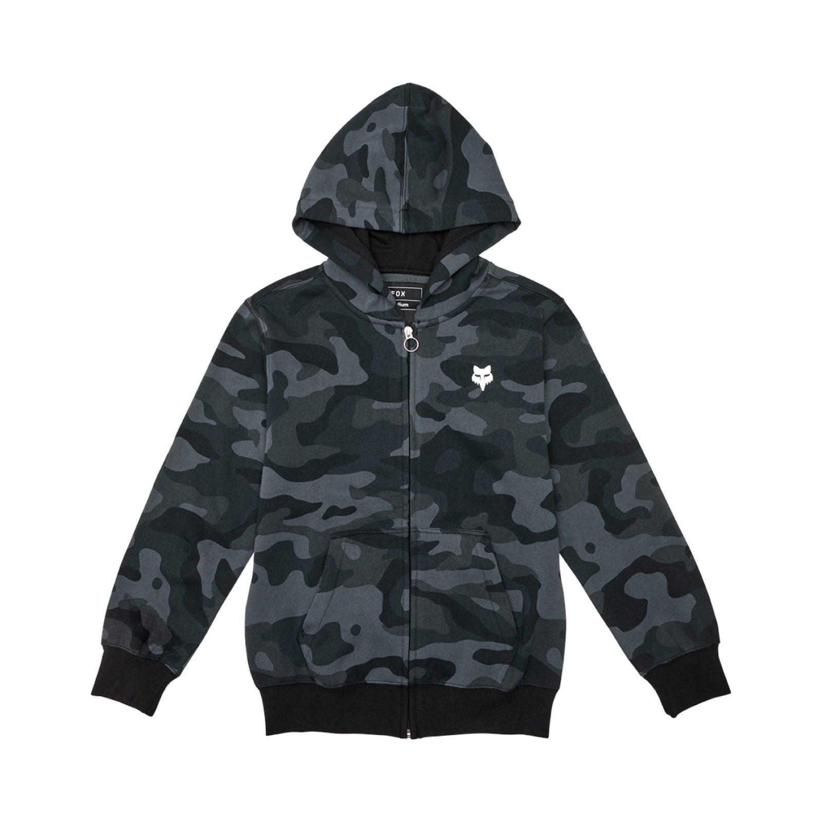Fox Racing Yth Fox Head Camo Fleece Zip in SCHWARZ