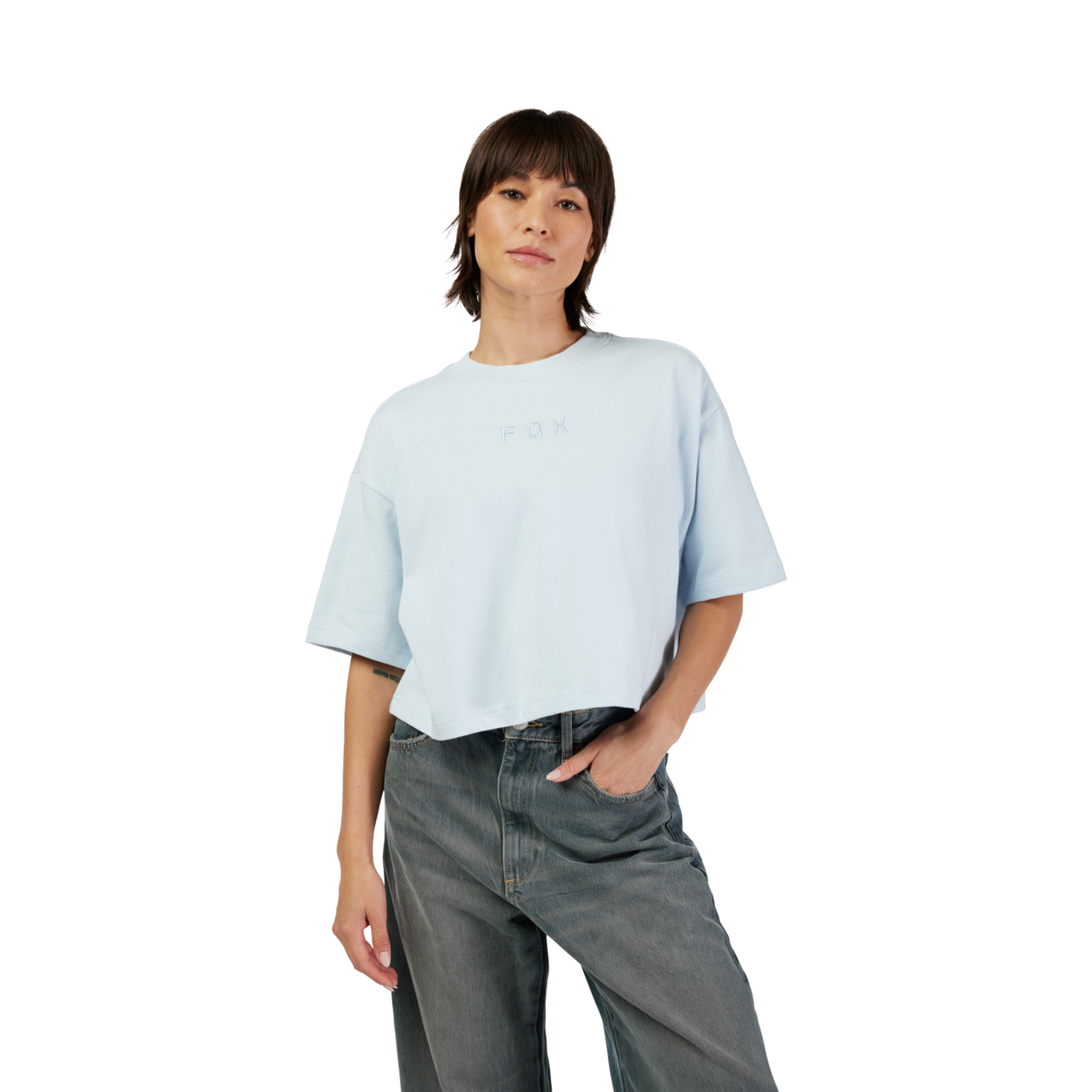Fox Racing W Wordmark Os Crop Tee in BLAU