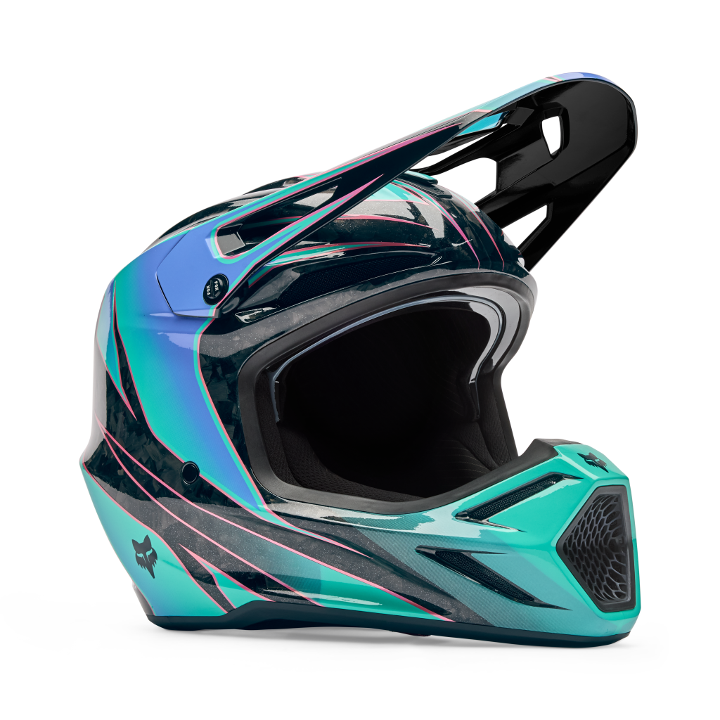 Fox Racing V3 RS Canvas Motocross Helm in BLAU